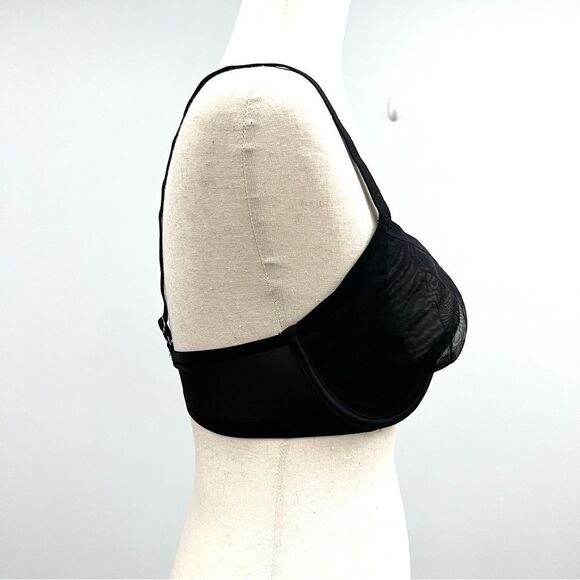 NWT Auden Sheer Mesh Unlined Demi Coverage Underwire Bra 34D Black - Picture 8 of 11